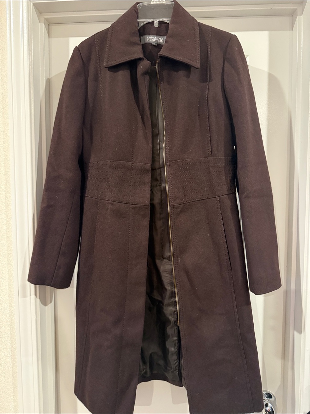Kenneth Cole Reaction Women's Dark Brown Wool-Blend Trench Coat